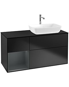 Villeroy und Boch Finion Villeroy und Boch F802HGPD 120cm, plaque de finition noir mat, étagères laqué mat minuit, laqué noir mat