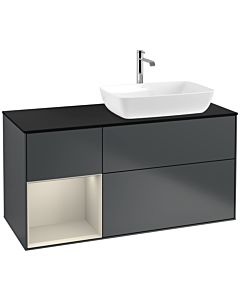 Villeroy und Boch Finion Villeroy und Boch Finion F802HHHG 120cm, cover plate black matt, shelves sand matt lacquer, midnight Blue Matt Lacquer