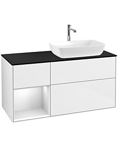 Villeroy und Boch Finion Villeroy und Boch Finion F802MTGF 120cm, cover plate black matt, shelves white matt lacquer, glossy white lacquer