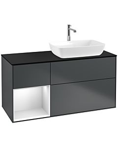 Villeroy und Boch Finion Villeroy und Boch Finion F802MTHG 120cm, cover plate black matt, shelves white matt lacquer, midnight Blue Matt Lacquer