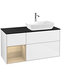 Villeroy und Boch Finion Villeroy und Boch Finion F802PCGF 120cm, cover plate black matt, shelves Oak Veneer , glossy white lacquer
