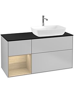 Villeroy und Boch Finion Villeroy und Boch F802PCGJ 120cm, plaque de finition noir mat, étagères Oak Veneer , gris clair mat