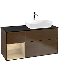 Villeroy und Boch Finion Villeroy und Boch Finion F802PCGN 120cm, cover plate black matt, shelves Oak Veneer , Oak Veneer veneer