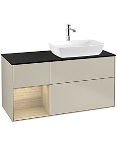 Villeroy und Boch Finion Villeroy und Boch F802PCHH 120cm, plaque de finition noir mat, étagères Oak Veneer , Sand Matt Lacquer