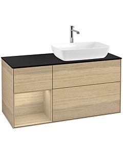 Villeroy und Boch Finion Villeroy und Boch F802PCPC 120cm, plaque de finition noir mat, étagères Oak Veneer , Oak Veneer