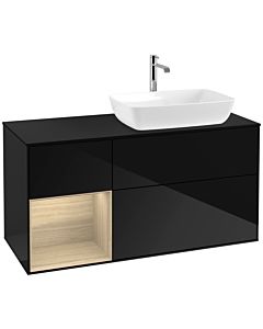 Villeroy und Boch Finion Villeroy und Boch F802PCPH 120cm, couvercle noir mat, étagères Oak Veneer , Glossy Black Lacquer