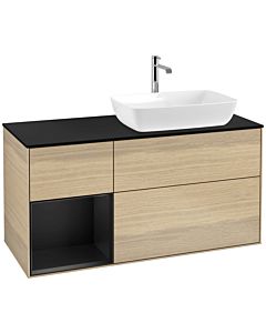 Villeroy und Boch Finion Villeroy und Boch Finion F802PDPC 120cm, cover plate black matt, shelves black matt lacquer, Oak Veneer