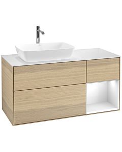 Villeroy und Boch Finion Villeroy und Boch Finion F811GFPC 120cm, cover plate white matt, shelves Glossy white lacquer, Oak Veneer