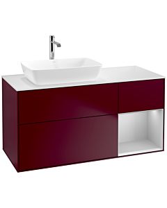 Villeroy und Boch Finion Villeroy und Boch F811GJHB 120cm, plaque de finition blanc mat, étagères laqué gris clair mat, Peony Matt