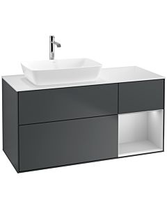 Villeroy und Boch Finion Waschtischunterschrank F811GJHG 120cm, Abdeckplatte white matt, Regale Light grey matt lacquer, Midnight Blue Matt Lacquer