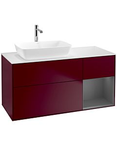 Villeroy und Boch Finion Villeroy und Boch F811GKHB 120cm, plaque de finition blanc mat, étagères laqué anthracite mat, Peony Matt