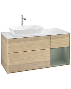 Villeroy und Boch Finion Villeroy und Boch Finion F811GMPC 120cm, cover plate white matt, shelves olive matt lacquer, Oak Veneer