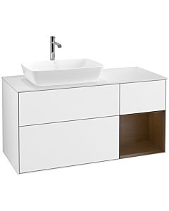 Villeroy und Boch Finion Villeroy und Boch Finion F811GNGF 120cm, cover plate white matt, shelves Walnut Veneer , glossy white lacquer