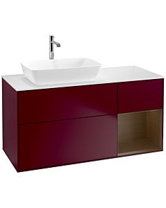 Villeroy und Boch Finion Villeroy und Boch F811GNHB 120cm, plaque de finition blanc mat, étagères Walnut Veneer , Peony Matt