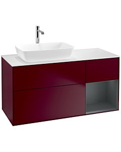 Villeroy und Boch Finion Villeroy und Boch F811HGHB 120cm, plaque de finition blanc mat, étagères laqué mat minuit, Peony Matt