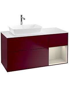 Villeroy und Boch Finion Villeroy und Boch F811HHHB 120cm, plaque de finition blanc mat, étagères laqué sable mat, Peony Matt