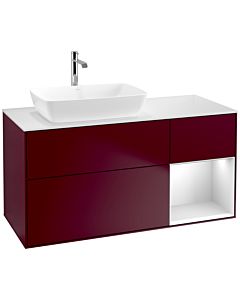 Villeroy und Boch Finion Villeroy und Boch F811MTHB 120cm, plaque de finition blanc mat, étagères laqué blanc mat, Peony Matt