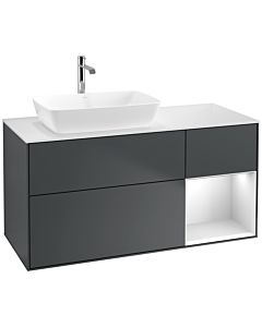 Villeroy und Boch Finion Waschtischunterschrank F811MTHG 120cm, Abdeckplatte white matt, Regale White matt lacquer, Midnight Blue Matt Lacquer