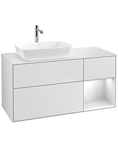 Villeroy und Boch Finion Waschtischunterschrank F811MTMT 120cm, Abdeckplatte white matt, Regale White matt lacquer, White matt lacquer
