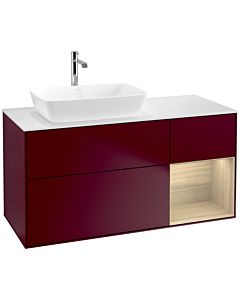 Villeroy und Boch Finion Villeroy und Boch F811PCHB 120cm, plaque de finition blanc mat, étagères Oak Veneer , Peony Matt