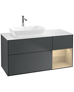 Villeroy und Boch Finion Villeroy und Boch F811PCHG 120cm, plaque de finition blanc mat, étagères Oak Veneer , Midnight Blue Matt Lacquer