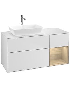Villeroy und Boch Finion Waschtischunterschrank F811PCMT 120cm, Abdeckplatte white matt, Regale Oak Veneer, White matt lacquer