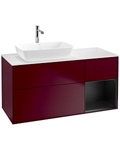 Villeroy und Boch Finion Waschtischunterschrank F811PDHB 120cm, Abdeckplatte white matt, Regale Black matt lacquer, Peony Matt