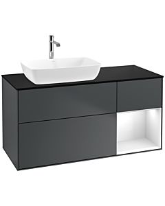 Villeroy und Boch Finion Villeroy und Boch Finion F812GFHG 120cm, cover plate black matt, shelves Glossy white lacquer, Midnight Blue Matt Lacquer