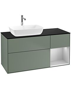 Villeroy und Boch Finion Villeroy und Boch F812GJGM 120cm, plaque de finition noir mat, étagères laqué gris clair mat, Olive Matt Lacquer