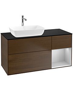 Villeroy und Boch Finion Villeroy und Boch Finion F812GJGN 120cm, cover plate black matt, shelves light gray matt lacquer, walnut veneer