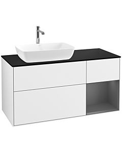 Villeroy und Boch Finion Villeroy und Boch Finion F812GKGF 120cm, cover plate black matt, shelves anthracite matt lacquer, glossy white lacquer