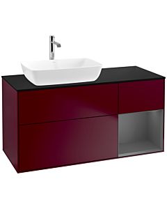 Villeroy und Boch Finion Villeroy und Boch F812GKHB 120cm, plaque de finition noir mat, étagères Laque anthracite mat, Peony Matt