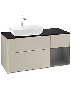 Villeroy und Boch Finion Villeroy und Boch F812GKHH 120cm, couvercle noir mat, étagères Laque anthracite mat, Sand Matt Lacquer