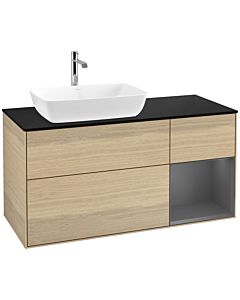 Villeroy und Boch Finion Villeroy und Boch F812GKPC 120cm, plaque de finition noir mat, étagères laqué anthracite mat, Oak Veneer