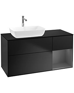 Villeroy und Boch Finion Waschtischunterschrank F812GKPD 120cm, Abdeckplatte black matt, Regale Anthracite matt lacquer, Black matt lacquer
