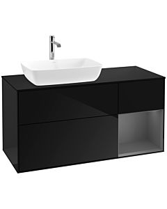 Villeroy und Boch Finion Villeroy und Boch F812GKPH 120cm, plaque de finition noir mat, étagères laqué mat anthracite, Glossy Black Lacquer