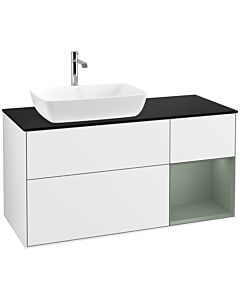 Villeroy und Boch Finion Villeroy und Boch Finion F812GMGF 120cm, cover plate black matt, shelves olive matt lacquer, glossy white lacquer