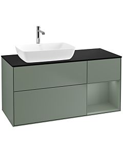 Villeroy und Boch Finion Villeroy und Boch Finion F812GMGM 120cm, cover plate black matt, shelves olive matt lacquer, Olive Matt Lacquer