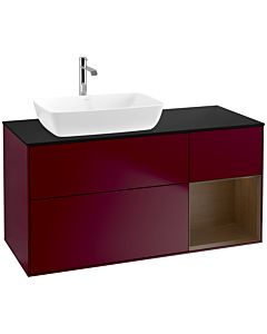 Villeroy und Boch Finion Villeroy und Boch F812GNHB 120cm, plaque de finition noir mat, étagères Walnut Veneer , Peony Matt