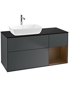 Villeroy und Boch Finion Villeroy und Boch F812GNHG 120cm, plaque de finition noir mat, étagères Walnut Veneer , Midnight Blue Matt Lacquer