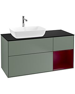 Villeroy und Boch Finion Villeroy und Boch Finion F812HBGM 120cm, cover plate black matt, shelves Peony matt lacquer, Olive Matt Lacquer