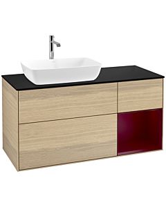 Villeroy und Boch Finion Villeroy und Boch F812HBPC 120cm, couvercle noir mat, étagères Peony laqué mat, Oak Veneer