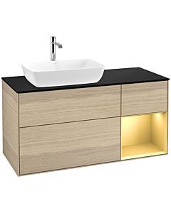 Villeroy und Boch Finion Villeroy und Boch Finion F812HFPC 120cm, cover plate black matt, shelves gold matt lacquer, Oak Veneer