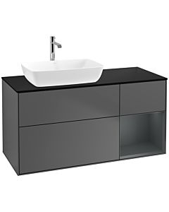 Villeroy und Boch Finion Villeroy und Boch F812HGGK 120cm, plaque de finition noir mat, étagères laqué mat minuit, anthracite mat