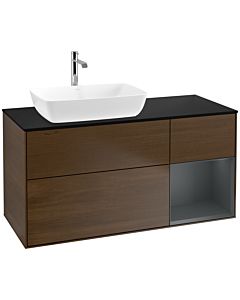 Villeroy und Boch Finion Villeroy und Boch Finion F812HGGN 120cm, cover plate black matt, shelves midnight matt lacquer, walnut veneer