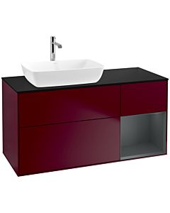 Villeroy und Boch Finion Villeroy und Boch F812HGHB 120cm, plaque de finition noir mat, étagères laqué mat minuit, Peony Matt