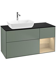 Villeroy und Boch Finion Villeroy und Boch F812PCGM 120cm, plaque de finition noir mat, étagères Oak Veneer , Olive Matt Lacquer