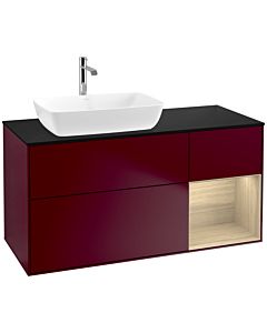 Villeroy und Boch Finion Villeroy und Boch F812PCHB 120cm, plaque de finition noir mat, étagères Oak Veneer , Peony Matt