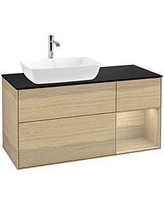 Villeroy und Boch Finion Villeroy und Boch F812PCPC 120cm, couvercle noir mat, étagères Oak Veneer , Oak Veneer