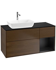 Villeroy und Boch Finion Villeroy und Boch Finion F812PDGN 120cm, cover plate black matt, shelves black matt lacquer, walnut veneer
